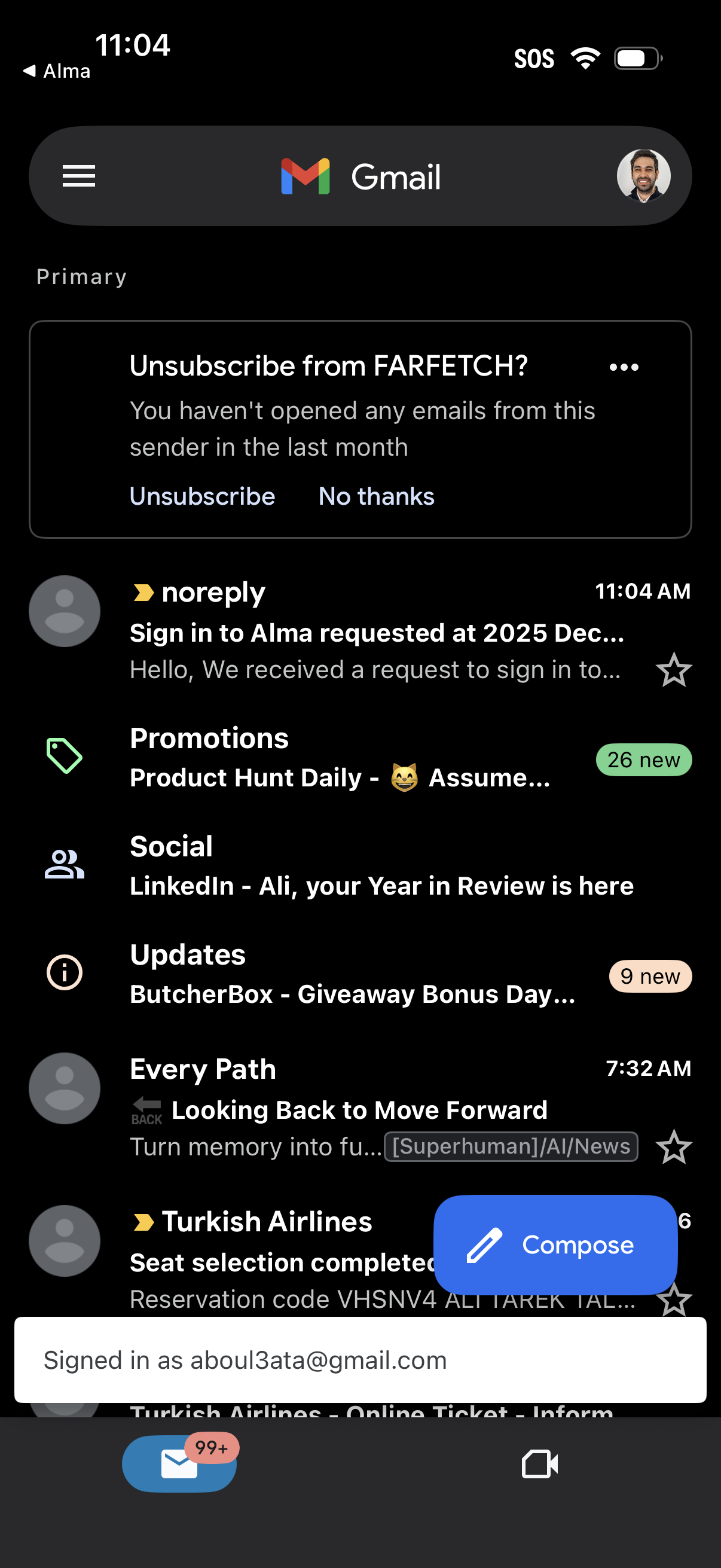 alma notifications screenshot